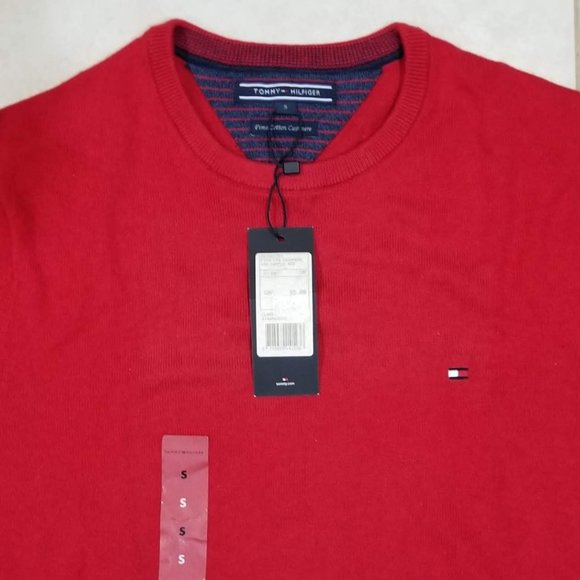 Tommy Hilfiger Pima Cotton Cashmere Pullover Jumper Sweater Red Men's Size Small - Picture 5 of 5